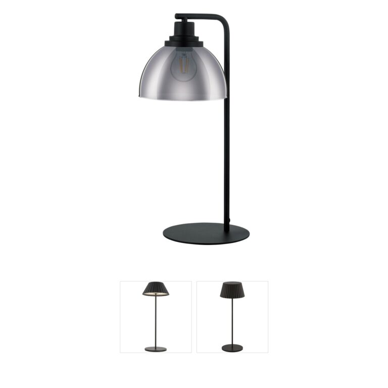 Eglo Lighting Beleser Black Metal & Smoked Glass Table Lamp