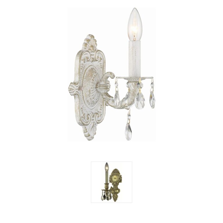 Crystorama Paris Market Hand Cut Crystal Antique White Wall Sconce