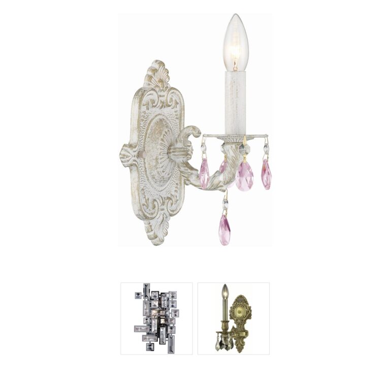 Crystorama Paris Market Antique White and Rose Crystal Wall Sconce