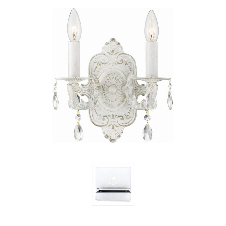 Crystorama Paris Market Hand Cut Crystal Antique White Sconce