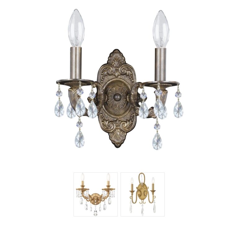 Crystorama Paris Market Hand Cut Crystal Wall Sconce in Venetian Bronze