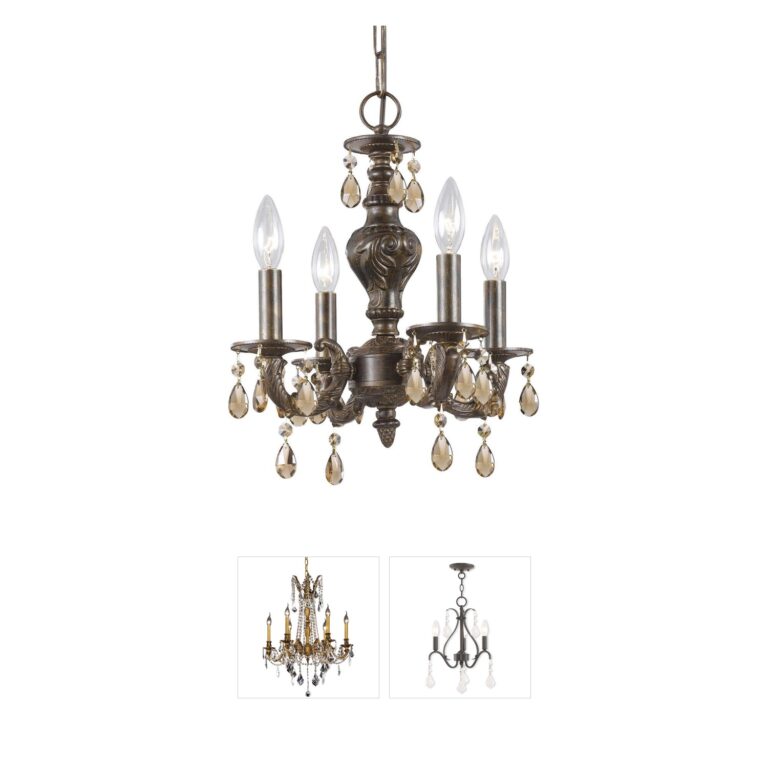 Crystorama Paris Market Venetian Bronze Mini Chandelier with Hand-Cut Crystal