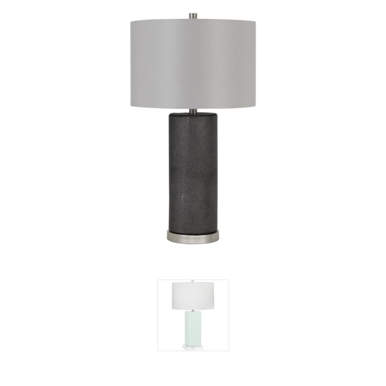 CAL Lighting Graham Ceramic Table Lamp with Black Leathrette