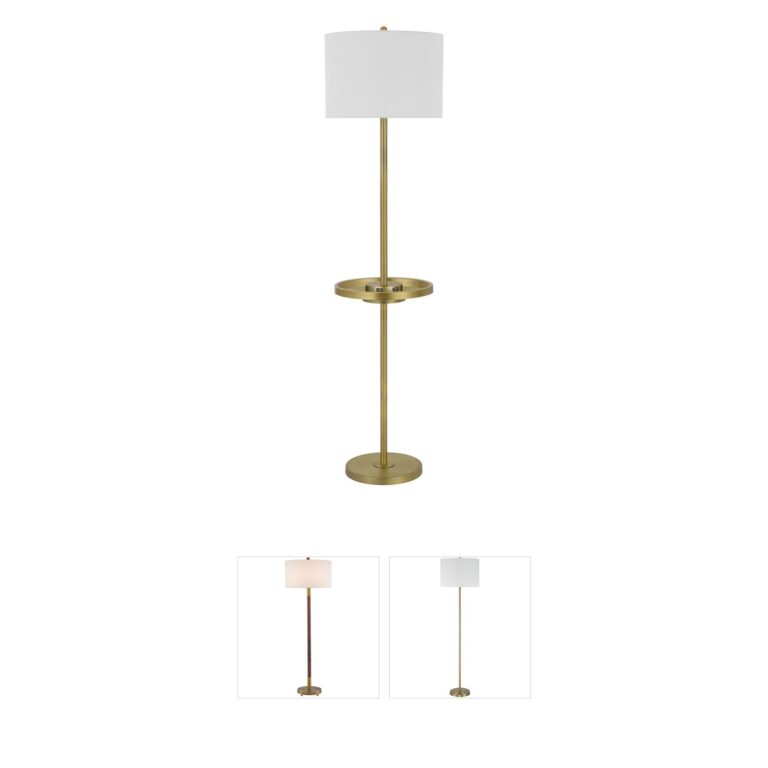 CAL Lighting Crofton Antique Brass Floor Lamp with USB & Tray