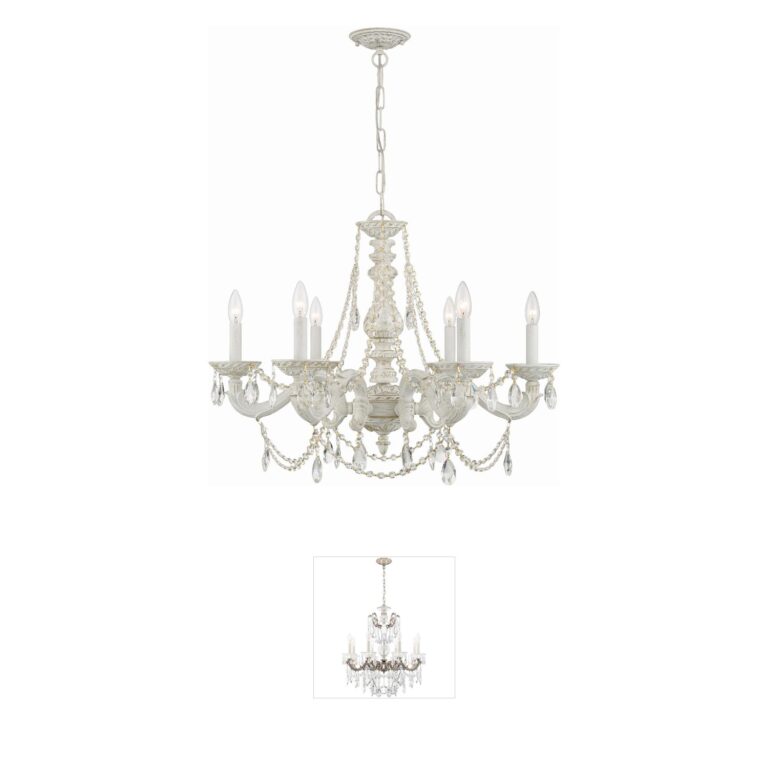 Crystorama Paris Market 6-Light Swarovski Crystal Chandelier in Antique White