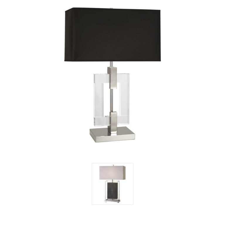 Robert Abbey Lincoln Polished Nickel Table Lamp with Black Parchment Shade
