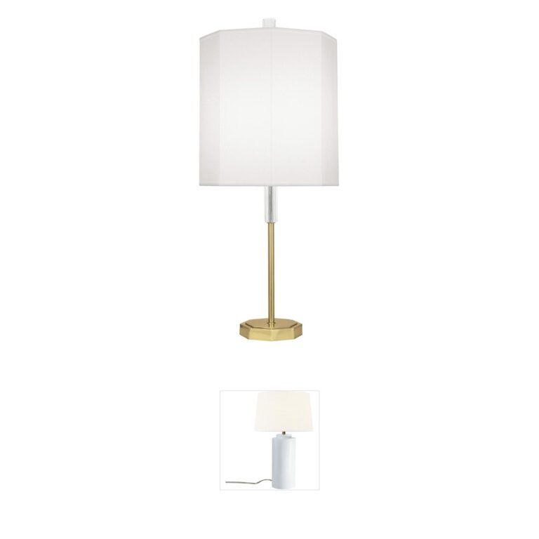 Robert Abbey Kate Modern Brass Table Lamp with Ascot White Shade