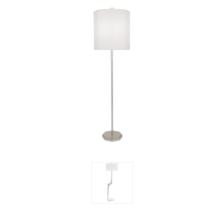 Robert Abbey Kate Polished Nickel Floor Lamp with Ascot White Fabric Shade
