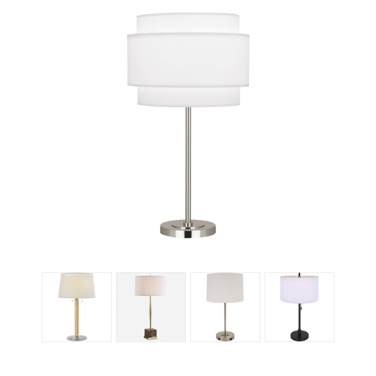 Robert Abbey Decker Polished Nickel Table Lamp with Ascot White Shade