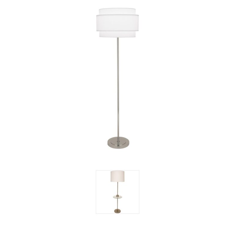 Robert Abbey Decker Polished Nickel Floor Lamp with Ascot White Shade