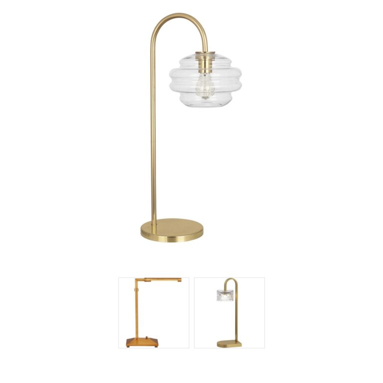 Robert Abbey Horizon Clear Glass Table Lamp with Full Range Dimmer