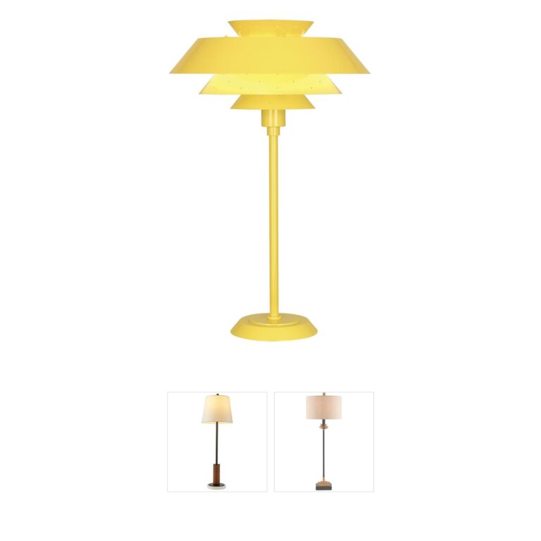 Robert Abbey Pierce Canary Yellow Perforated Metal Table Lamp