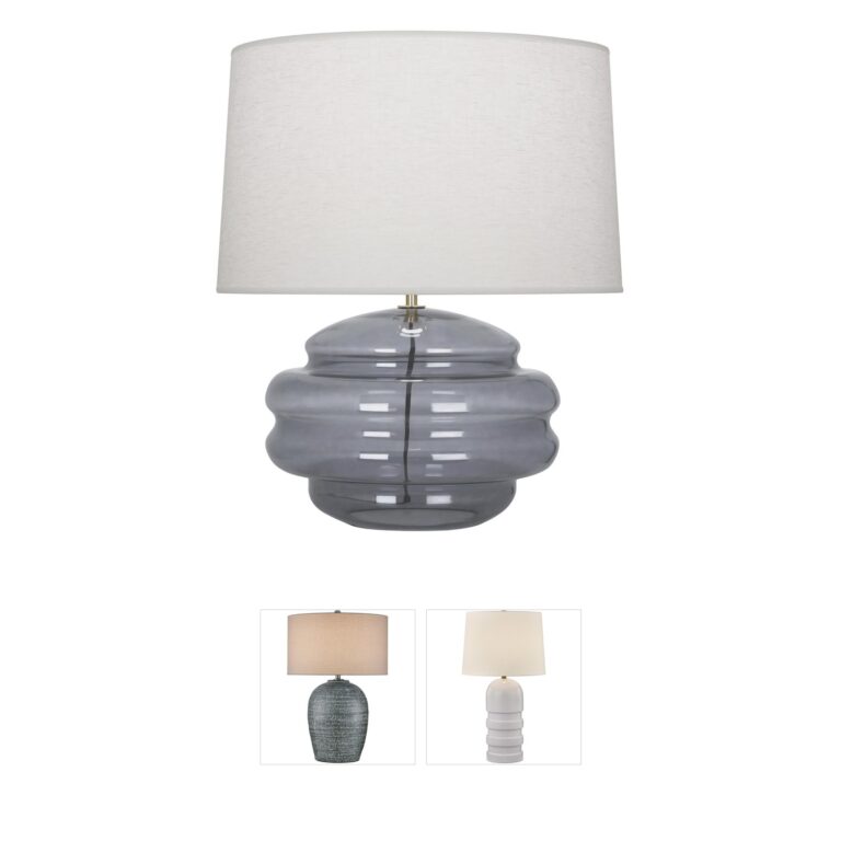 Robert Abbey Horizon Smoke Gray Table Lamp with Oyster Linen Shade