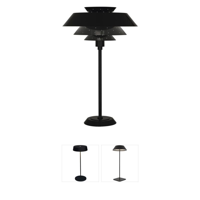Robert Abbey Pierce Piano Black Perforated Metal Table Lamp