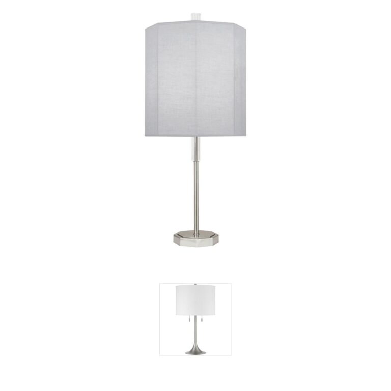 Robert Abbey Kate Polished Nickel Table Lamp with Pearl Gray Shade
