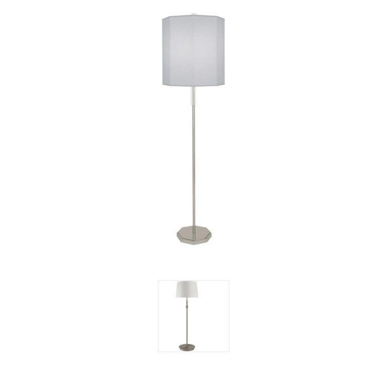 Robert Abbey Kate Polished Nickel Floor Lamp with Pearl Gray Shade