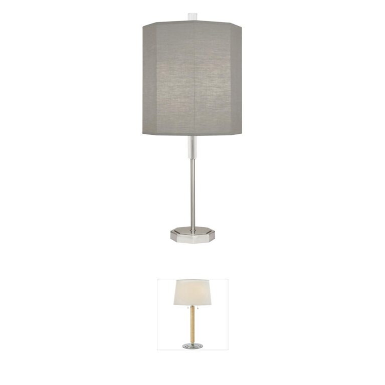 Robert Abbey Kate Polished Nickel Table Lamp with Smoke Gray Shade