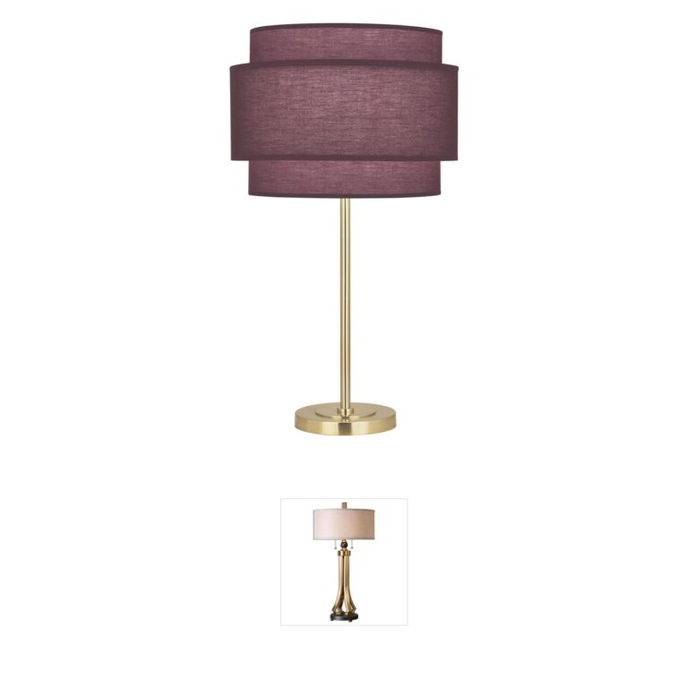 Robert Abbey Decker Modern Brass Table Lamp with Vintage Wine Fabric Shade