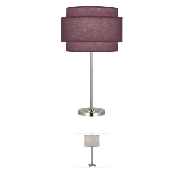 Robert Abbey Decker Polished Nickel Table Lamp with Vintage Wine Shade