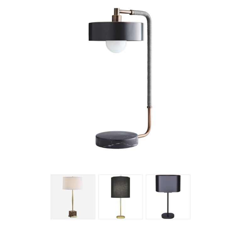 Arteriors Aaron Marble and Leather Luxe Table Lamp