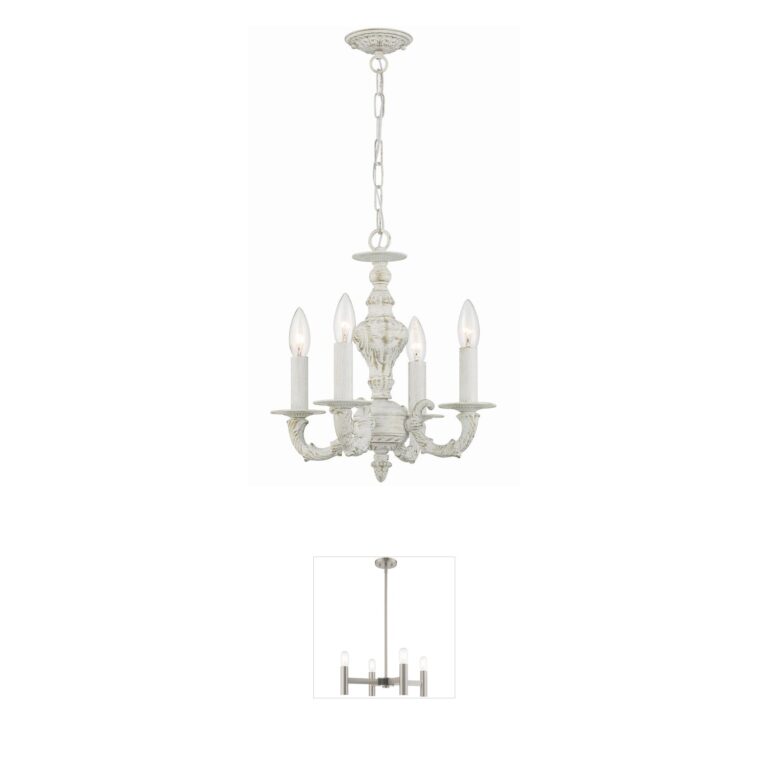 Crystorama Paris Market Antique White Steel Mini Chandelier