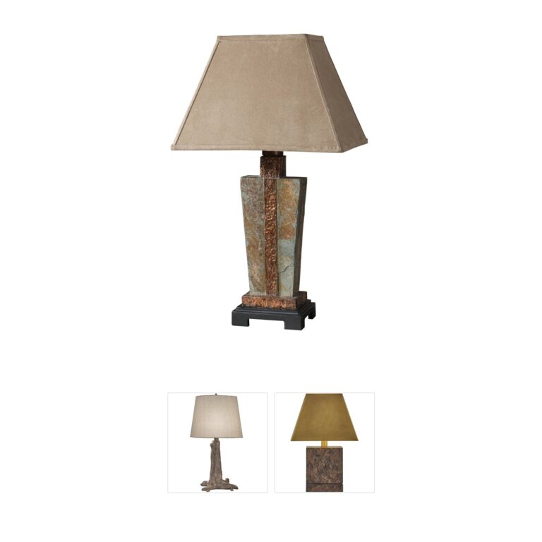 Uttermost Slate Hand Carved Slate and Hammered Copper Table Lamp
