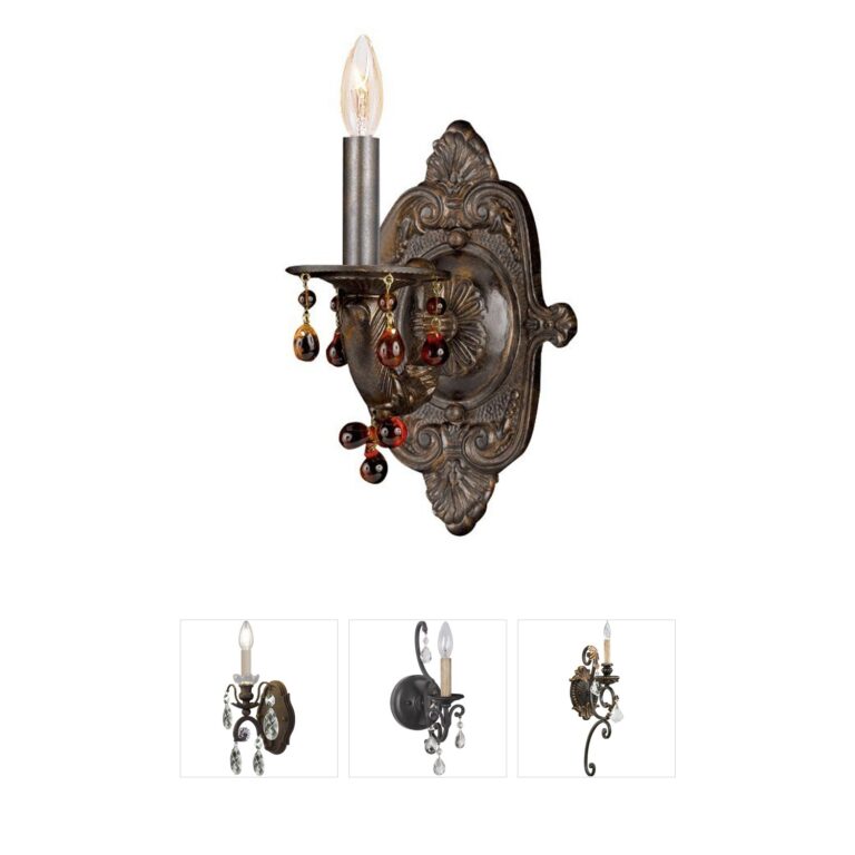 Crystorama Paris Market Venetian Bronze and Amber Crystal Wall Sconce
