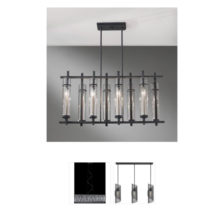 Generation Lighting Ethan 8-Light Antique Forged Iron and Brushed Steel Island Light