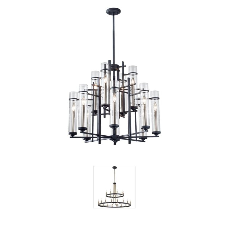 Generation Lighting Ethan 12-Light Antique Forged Iron and Brushed Steel Chandelier