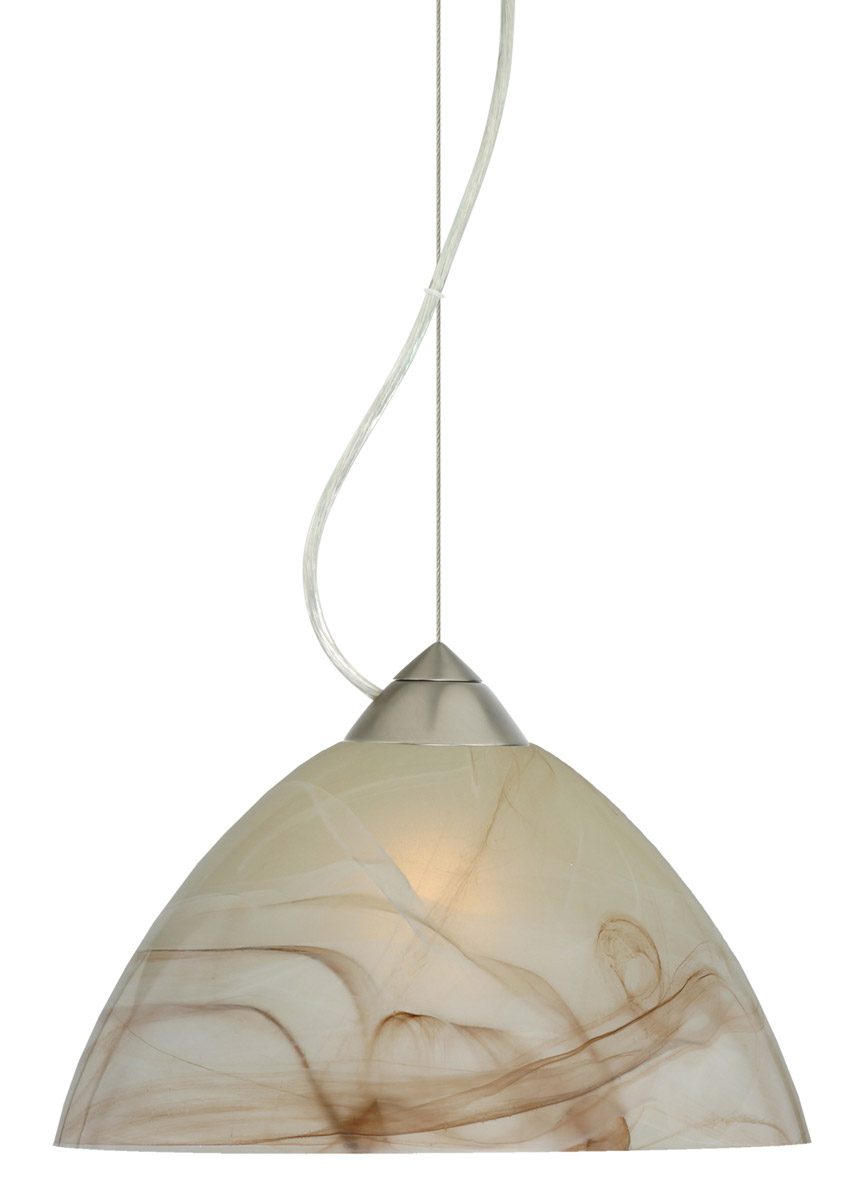 Besa Lighting Tessa Pendant | Satin Nickel & Mocha Glass