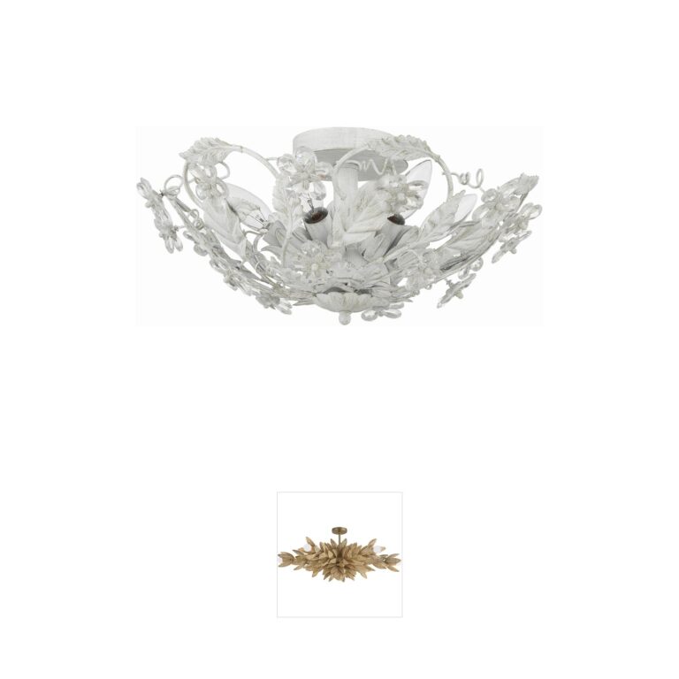 Crystorama Paris Market Antique White Steel Semi-Flush Mount