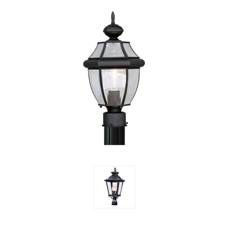 Livex Lighting Monterey Black Solid Brass Outdoor Post Light