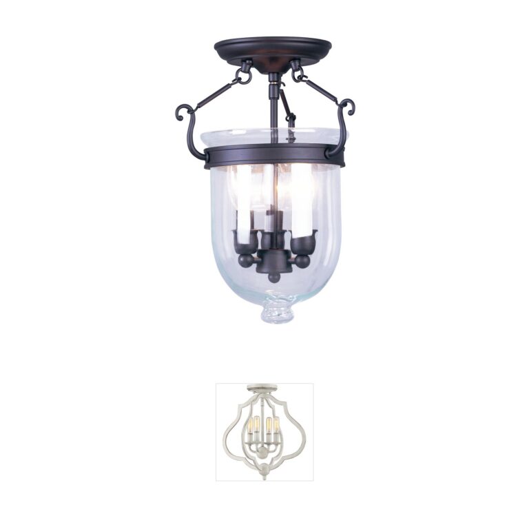 Livex Lighting Jefferson Bronze Steel Semi-Flush Mount