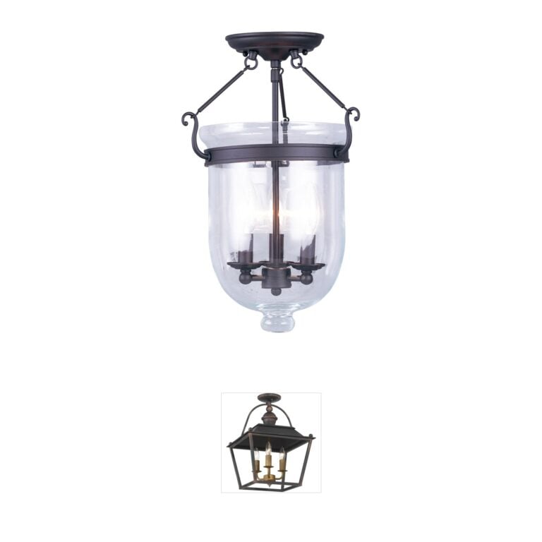 Livex Lighting Jefferson Bronze Steel Semi-Flush Mount