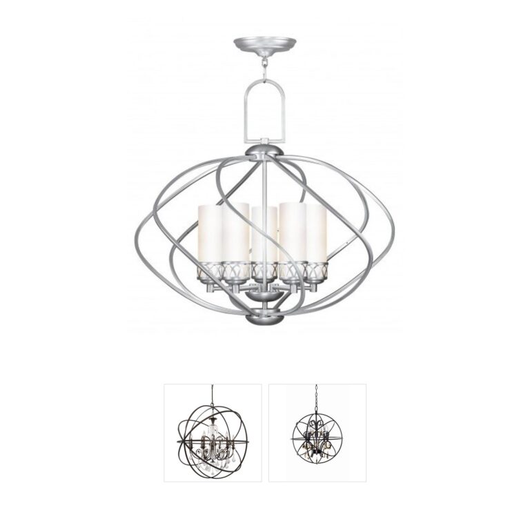 Livex Lighting Westfield Collection Brushed Nickel Chandelier with Satin White Glass