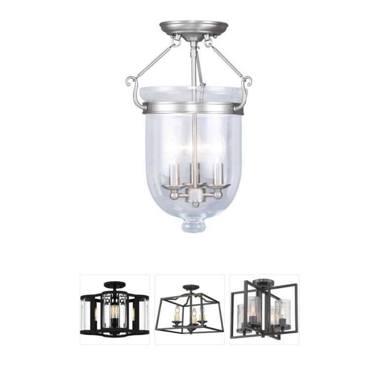 Livex Lighting Jefferson 3-Light Brushed Nickel Steel Semi-Flush Mount