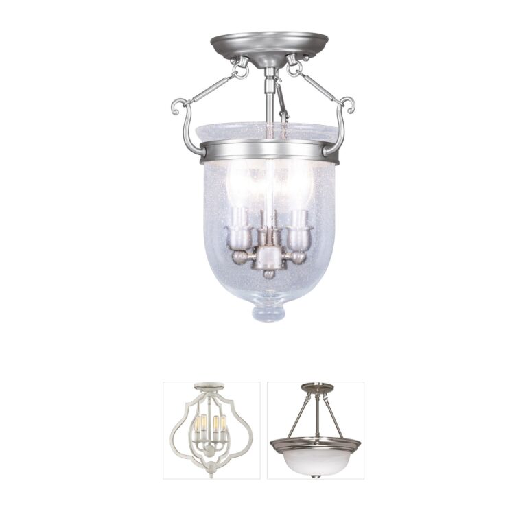 Livex Lighting Jefferson Brushed Nickel and Seeded Glass Semi-Flush Mount
