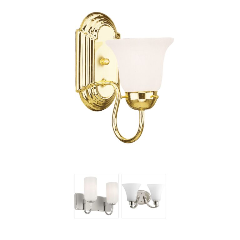 Livex Lighting Riviera 1-Light Polished Brass Vanity with White Alabaster Glass