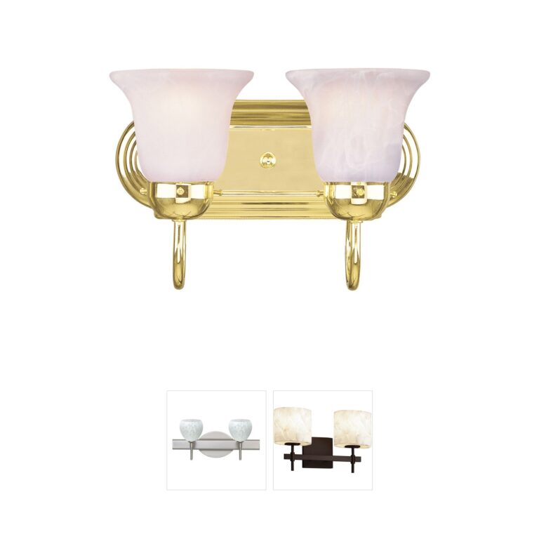 Livex Lighting Riviera 2-Light Polished Brass Vanity with White Alabaster Glass