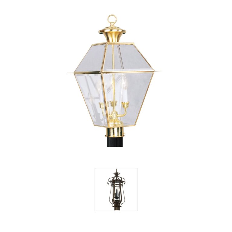 Livex Lighting Westover Polished Brass Outdoor Post Lantern