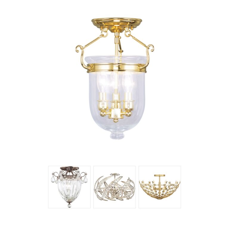 Livex Lighting Jefferson Collection Polished Brass Semi-Flush Mount