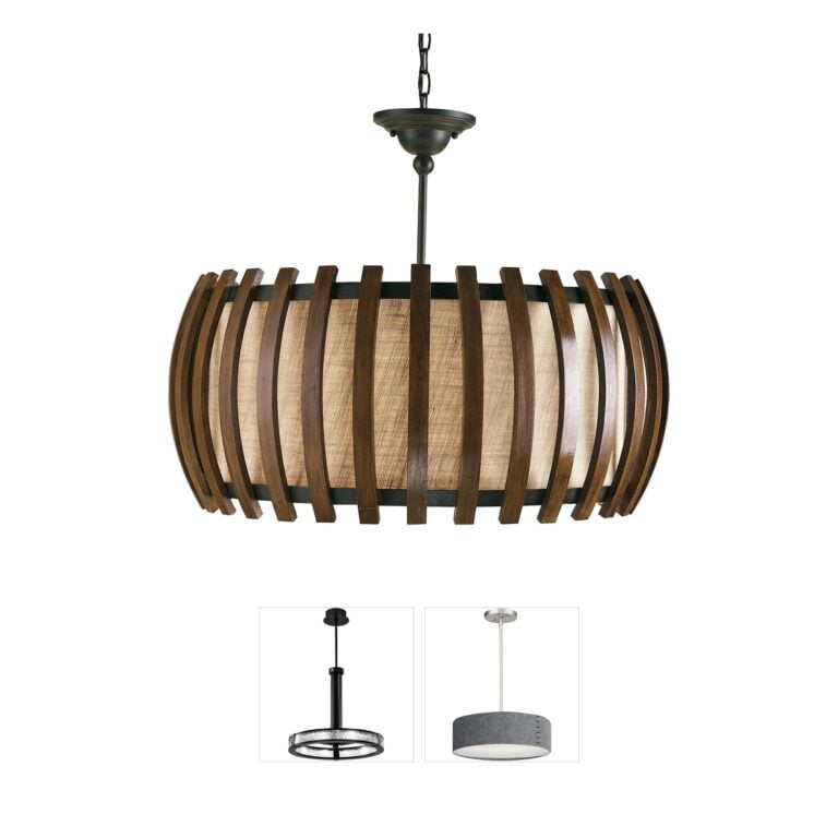 Currey & Company Dado 28-Inch Iron and Fruitwood Pendant