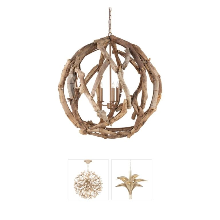 Currey & Company Driftwood Natural Washed Wood Orb Chandelier