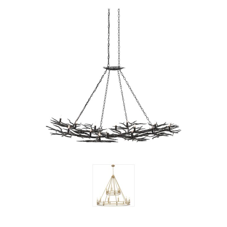 Currey & Company Rainforest Rustic Bronze 14-Light Iron Chandelier