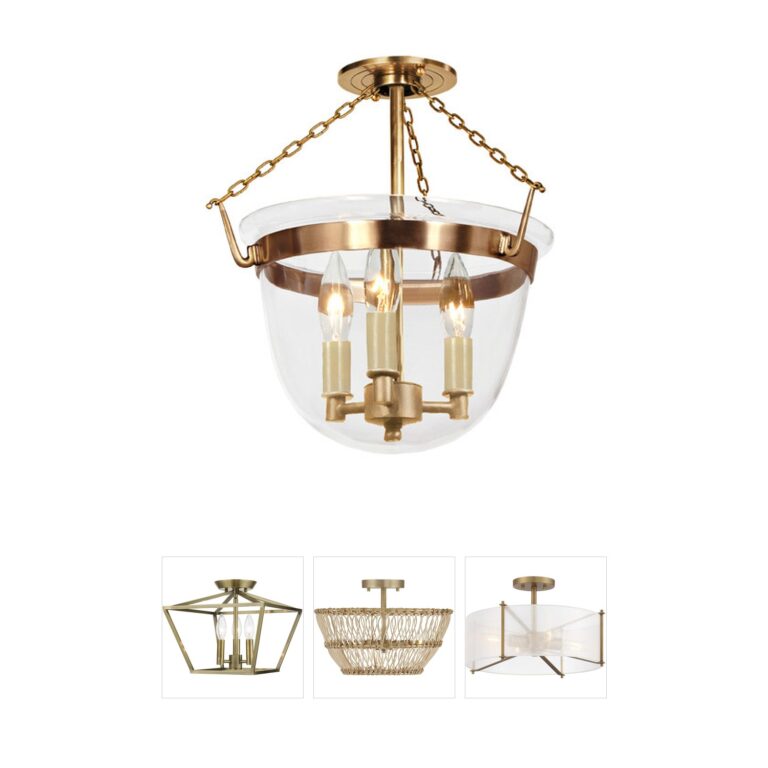 JVI Designs Mclean Rubbed Brass and Clear Glass Semi-Flush Mount