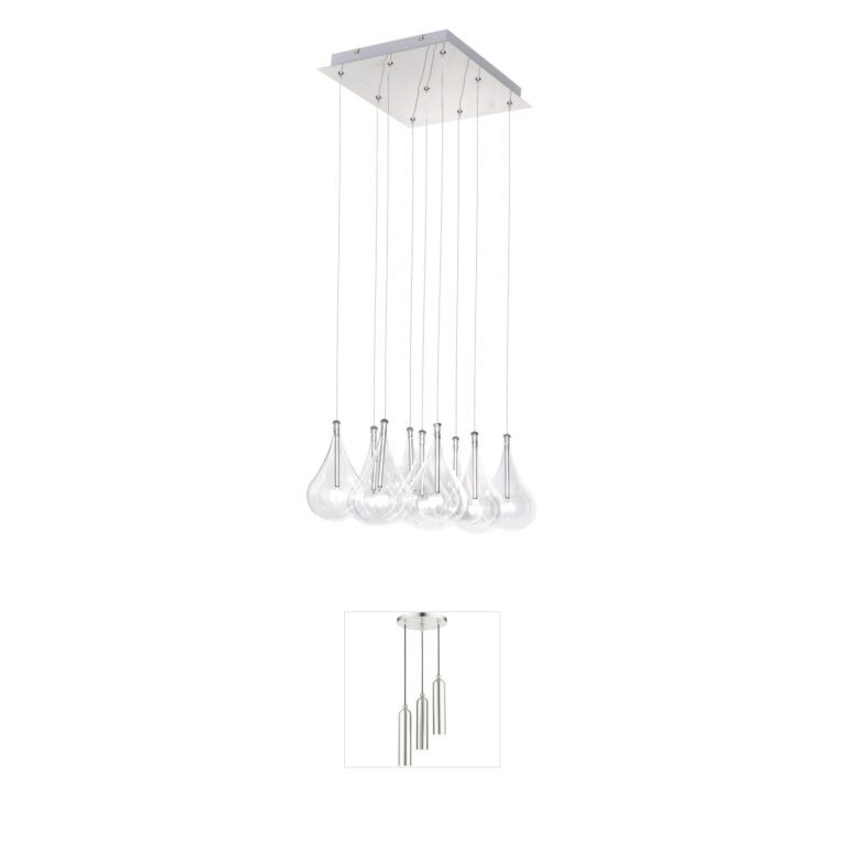 ET2 Larmes 9-Light Polished Chrome and Clear Glass Pendant