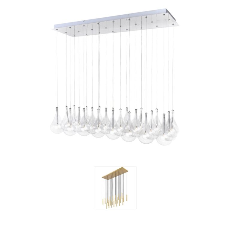 ET2 Larmes 24-Light Polished Chrome and Clear Glass Linear Pendant