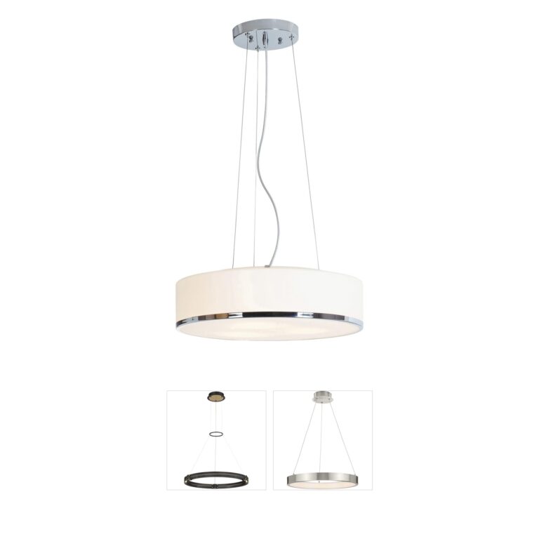Access Lighting Aero Chrome Steel Pendant with Opal Glass Shade