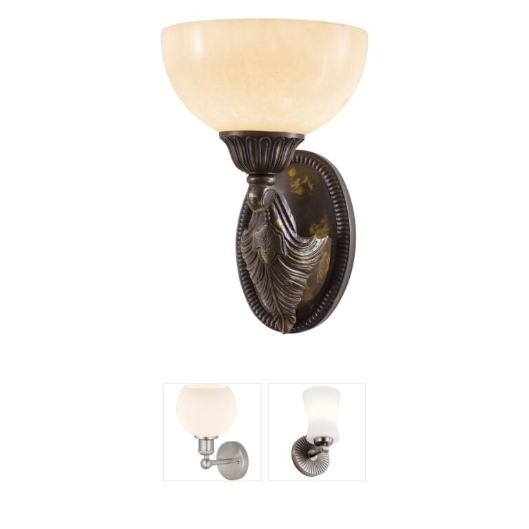 Metropolitan Family Collection Antique Bronze & Alabaster Wall Sconce