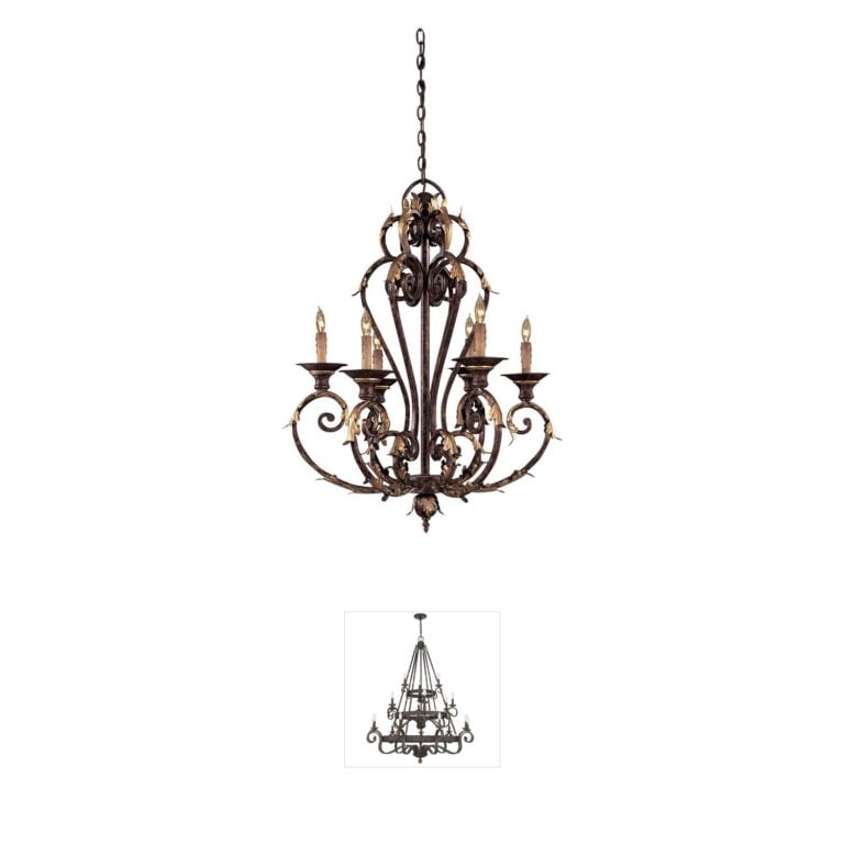 Metropolitan Zaragoza 6-Light Golden Bronze Wrought Iron Chandelier